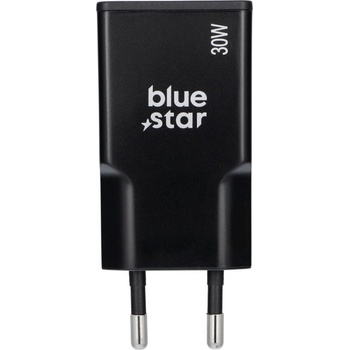 Blue Star Зарядно 220V Blue Star Slim GaN, 2x USB-C, QC4.0, PD, 3A, 30W, TFK-SC-30WCC, черен (TFK-SC-30WCC)