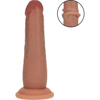 RealRock realistický dvojitý hustotný dildo opálený 15,5 cm