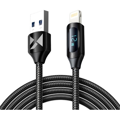 USB-A - Lightning Wozinsky WUALC2 s LED displejem 2m - Černý