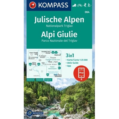 Julische Alpen, Julské Alpy, Triglav (Kompass - 064) - turistická mapa