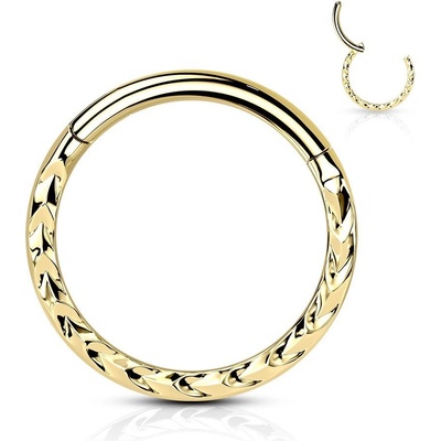 Šperky4U zlacený segment kruh s dekorem helix cartilage tragus piercing NS0052GD-1206