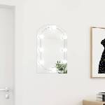 vidaXL Огледало с LED лампи, 60x40 см, стъкло, арка (3102976)