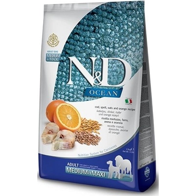 N&D Ocean Dog Adult Medium & Maxi Low Grain Cod Spelt Oats & Orange 2,5 kg
