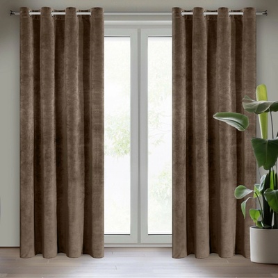 EUROFIRANY ZATEMŇOVACÍ ZÁVES NA KRÚŽKOCH RIA 140X250 CM HNEDÁ