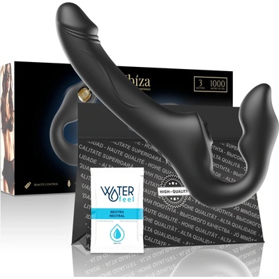 Ibiza Strapless Vibrator with Remote Control Push Button Black