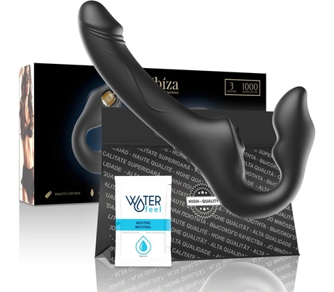 Ibiza Strapless Vibrator with Remote Control Push Button Black
