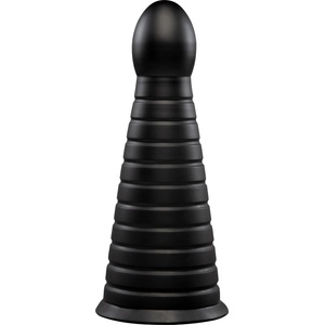 b-Vibe Cone Tapered & Ribbed Dildo with Suction Cup 10" Black