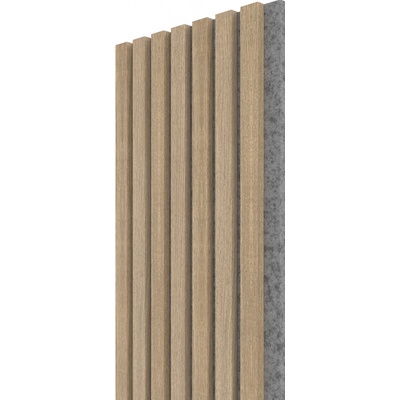 Wall Concept akustický panel Dub Butterscotch, sivý filc + MDF, 2750 x 285 x 21 mm 0,78m²