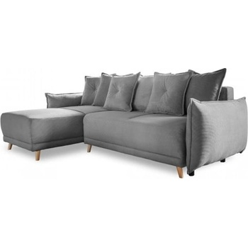 Miuform Ъглов разтегателен диван от сив велур (променлив) Lazy Lukka - Miuform (1816ON16)