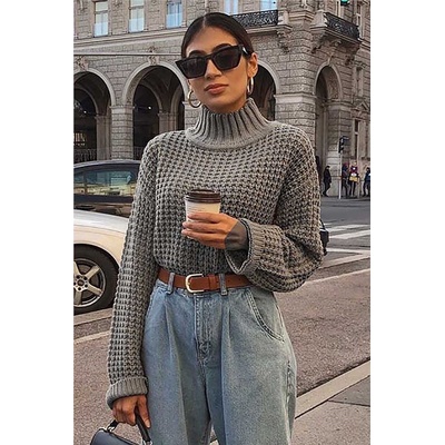 Madmext Дамски пуловер mg735 - Сив 289606 (289606_Светло сиво)