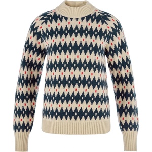 Fjällräven Дамски вълнен пуловер Fjällräven Women's Övik Jacquard Knit Wool jumper - Light Beige / Dark Navy (105-7730-0113)