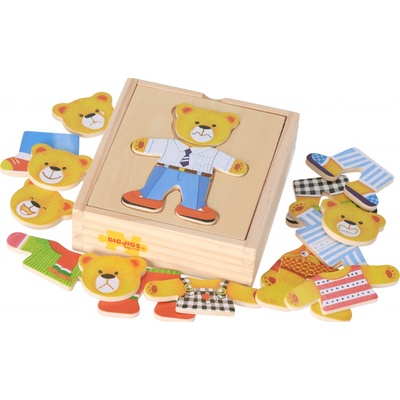 Bigjigs drevení vkladacie puzzle Medveď