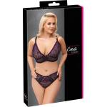 Cottelli Collection Plus Size - прозрачен комплект сутиен с шарки (лилав) (22142454051)