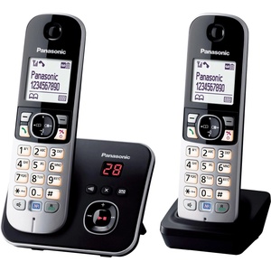 Panasonic KX-TG6822GB DECT cordless telephone with answering machine (low radiation, eco mode, gap telephone, landline, call barring, duo) black (KX-TG6822GB) Телефонни апарати