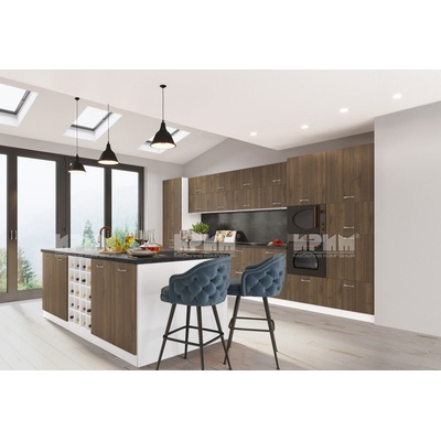 ИРИМ Кухня Сити 985 бяло гладко / орех адмирал с термоплот