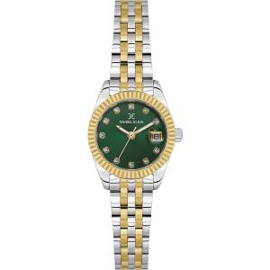 Daniel Klein DK. 1.14276-7 - дамски часовник, кварцов, 24 mm, тъмнозелен, кристали, дата Часовници