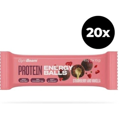 GymBeam Protein energy balls jahoda vanilka 20 x 45 g