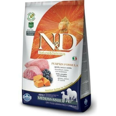 N&D Grain Free Pumpkin Adult Medium & Maxi s jahňacím mäsom a čučoriedkami 2 x 12 kg