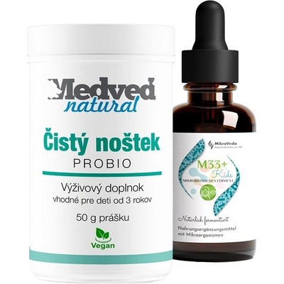 Medveď natural Čistý noštek PROBIO 50 g a M33+ KIDS ústny sprej Mäta 50 ml