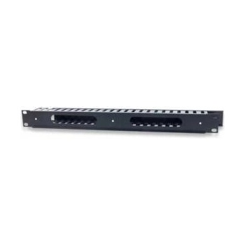 INTELLINET 711685 Cable Organizer 1U for 19 Rack Cabinets with Cover, Black