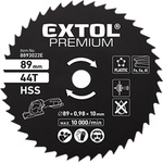 Extol дисково трионче, hss, 89 мм, 44 зъба, за мини циркуляра 8893022, за пластмаса, меки метали и гипсокартон
