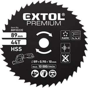 Extol дисково трионче, hss, 89 мм, 44 зъба, за мини циркуляра 8893022, за пластмаса, меки метали и гипсокартон