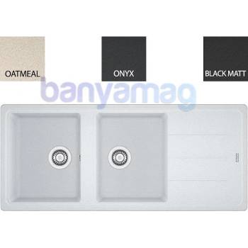 Franke Гранитна мивка Maris Boston, две корита, реверсивен отцедник, 1160×500 мм (114.0276.593/114.0276.594/114.0276.591/114.0661.716)