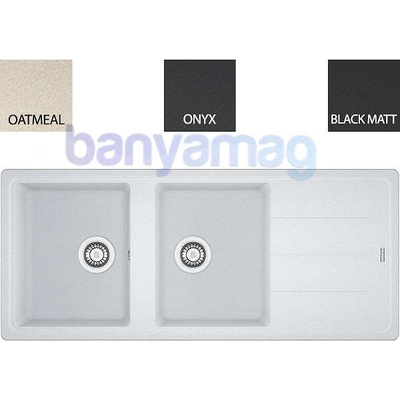 Franke Гранитна мивка Maris Boston, две корита, реверсивен отцедник, 1160×500 мм (114.0276.593/114.0276.594/114.0276.591/114.0661.716)