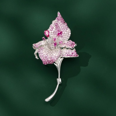 Éternelle Luxusní brož ve tvaru květiny s růžovými zirkony Regína B8175-XZ0159-1B