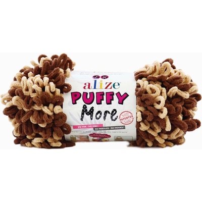 Alize příze Puffy More 6287 béžová a hnědá