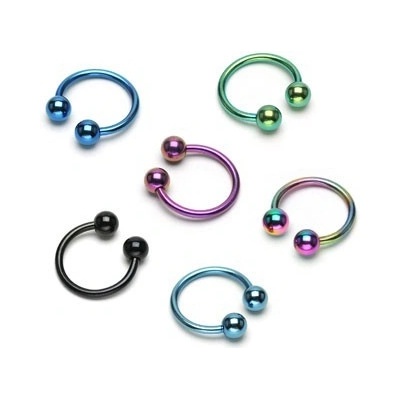 Šperky eshop piercing podkova s hroty z anodizovaného titanu C15.6 fialová A
