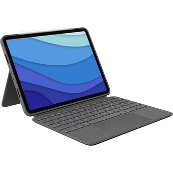 Logitech Combo Touch UK - безжична клавиатура с тракпад и отделящ се кейс с поставка за iPad Pro 11 M2 (2022), iPad Pro 11 M1 (2021), iPad Pro 11 (2020), iPad Pro 11 (2018) (сив)