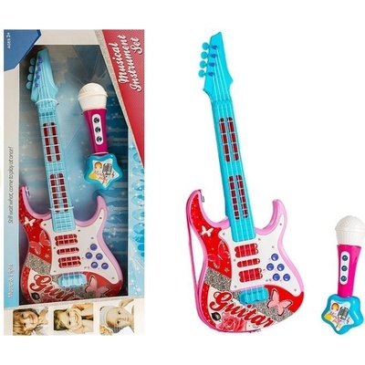 LEAN Toys Elektrická Kytara S Mikrofonem Struny Hračka Růžová – Zboží Dáma