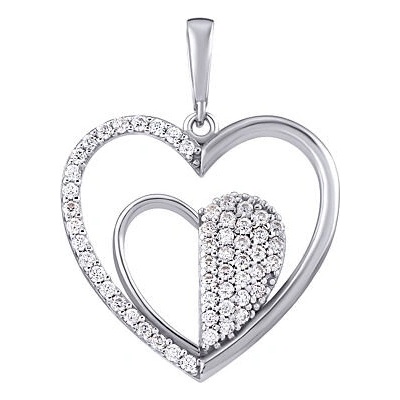 SILVEGO Strieborný prívesok srdce Louise s Brilliance Zirconia PRGPK0033PS