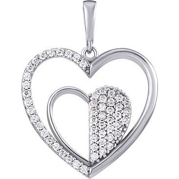 SILVEGO Strieborný prívesok srdce Louise s Brilliance Zirconia PRGPK0033PS