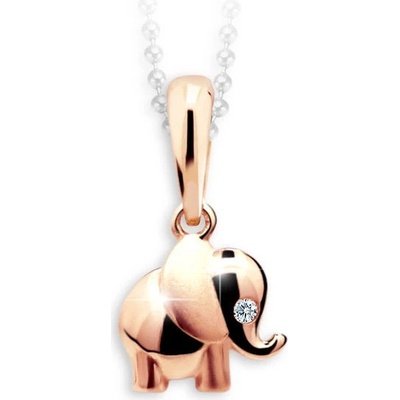 Danfil Dětský přívěsek Slon C1955 z růžového zlata s kamínkem White