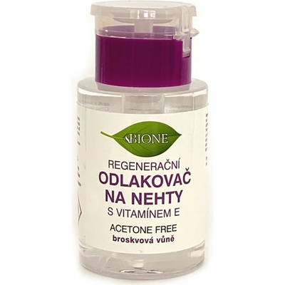 BC Bione Vitamín E broskvový bezacetonový odlakovač na nehty s pumpičkou 180 ml