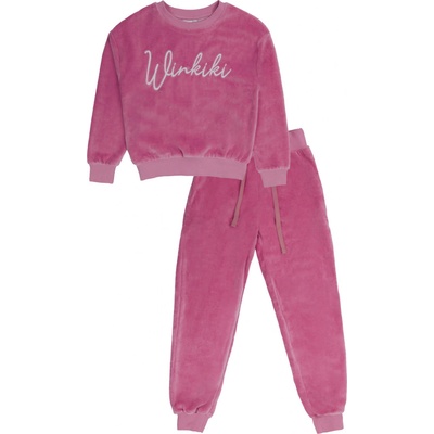 Winkiki Kids Wear dívčí tepláková souprava Velur růžová