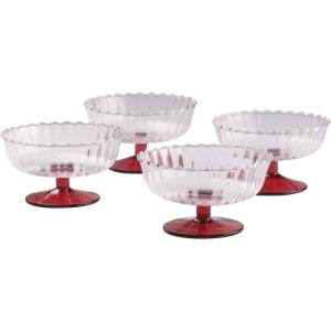 Jotex Червени стъклени купички в комплект 4 бр. за сладолед 230 ml Flora - Jotex (2171974-01-0)