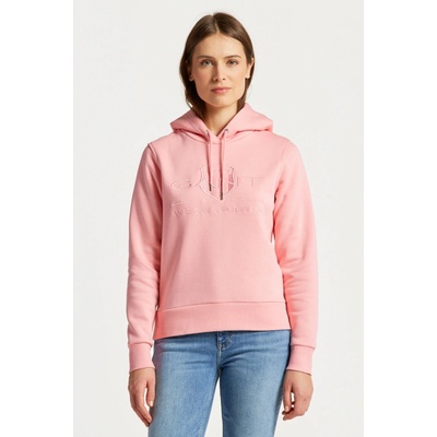 Gant Reg Tonal Shield Hoodie Geranium Pink