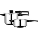 Fagor Тенджера под налягане Fagor Dual Xpress 4+6L, 2 бр, 30-90 kPa, 22 см, 5 защити, 3-слойно дъно, Неръждаема стомана 18/10, Индукция, Сребрист (81OPFGDUAL2)