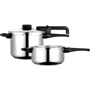 Fagor Тенджера под налягане Fagor Dual Xpress 4+6L, 2 бр, 30-90 kPa, 22 см, 5 защити, 3-слойно дъно, Неръждаема стомана 18/10, Индукция, Сребрист (81OPFGDUAL2)