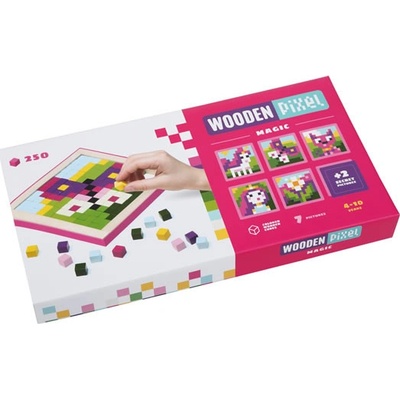 Wooden Pixel: Kouzla: dřevěná mozaika 250 kostiček a 7 předloh