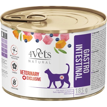 4Vets Natural Cat Gastro Intestinal 24 x 185 g
