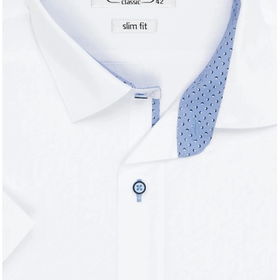 AMJ pánská košile krátký rukáv slim fit JKSR018/44 bílá
