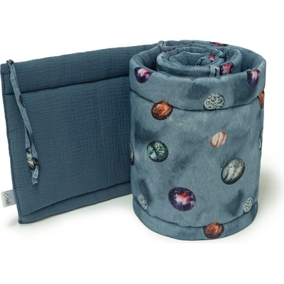 ESITO Luxusní mantinel mušelín do postýlky Planets modrá – Zboží Mobilmania