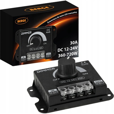 Stmívač LED pásků 12–24V DC Manuální 30A BAS012