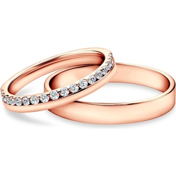 SAVICKI Брачни халки Dream: 585 розово злато, лабораторни диаманти, плоски, 3 мм
