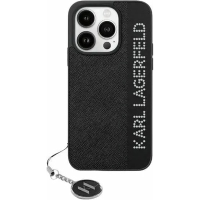KARL LAGERFELD Кейс Karl Lagerfeld Saffiano Rhinestones & Charm за iPhone 15 / 14 / 13, черен (3666339257965)