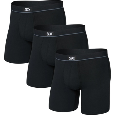 Saxx Мъжко синтетично термобельо Saxx Essential Cotton Boxer Brief Fly 3-Pack Everyday base layer - Black - размер M (014-2476-0113)